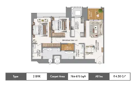 2 BHK-784-873 SqFt