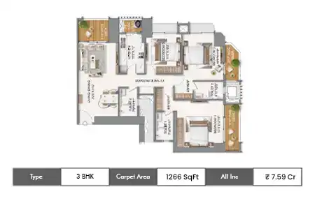 3 BHK-1266 SqFt